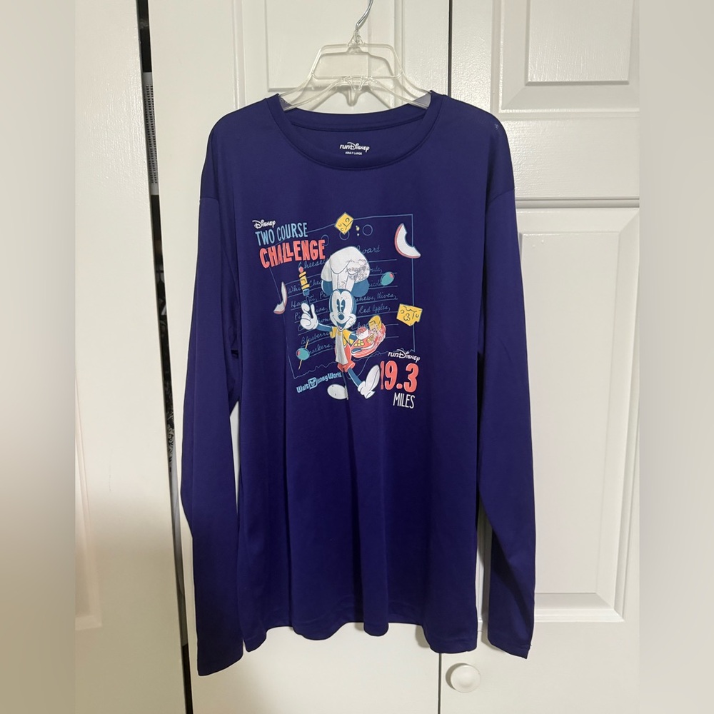 RunDisney Long Sleeve Purple Tee with chef Mickey Graphic